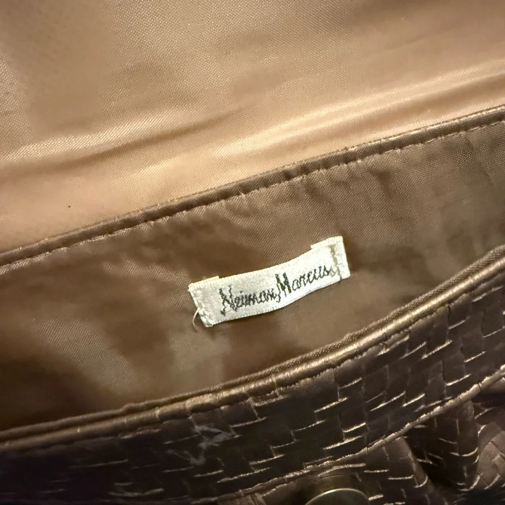 Vintage Neiman Marcus Bronze Woven Clutch - Picture 2 of 3